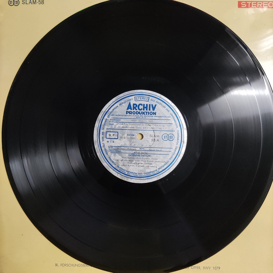 แผ่นเสียง Das Schaffen Johann Sebastian Bachs - Musikalisches Opfer,BWV 1079 Vinyl VG+