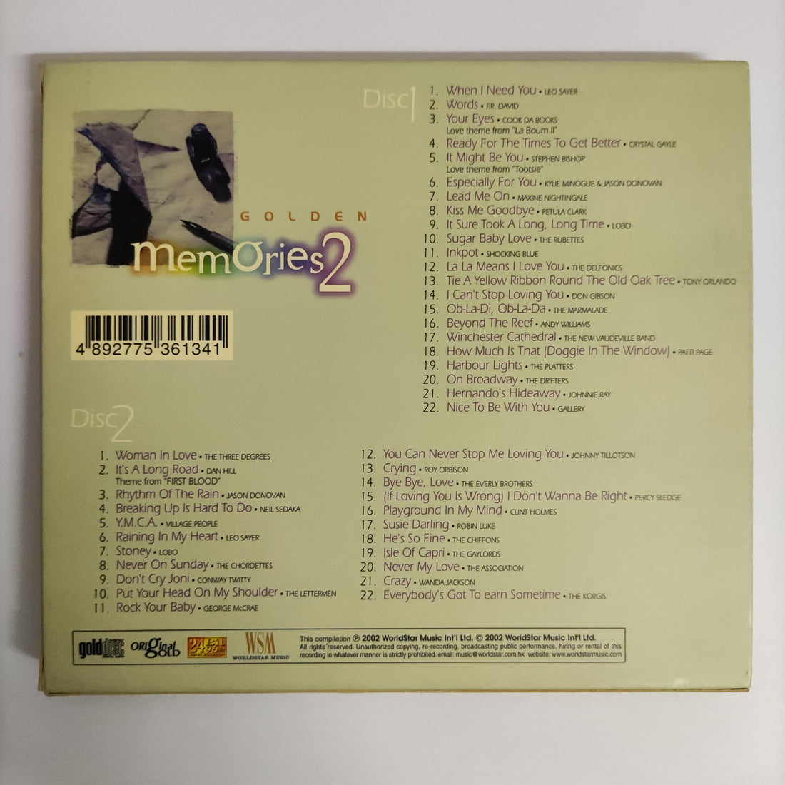 ซีดี Various - Golden Memóries Original Artists 2 CD NM 2CDs แผ่นทอง