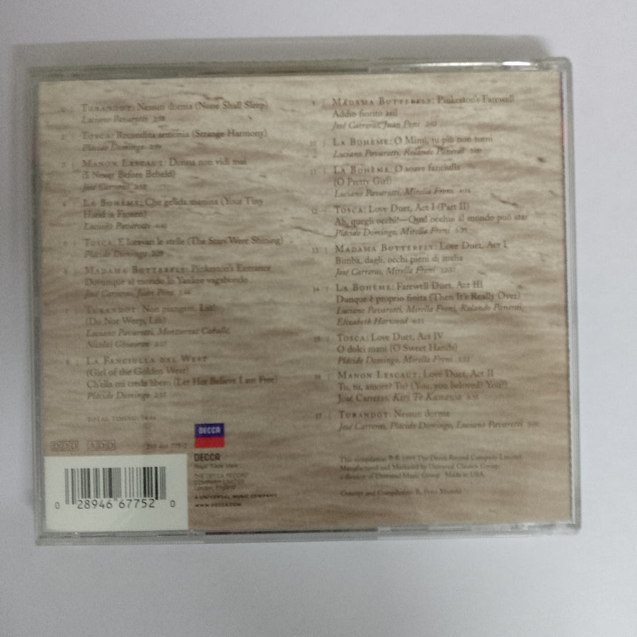 ซีดี José Carreras, Placido Domingo, Luciano Pavarotti, Juan Pons, Nicolai Ghiaurov, Montserrat Caballé, Rolando Panerai, Mirella Freni, Elizabeth Harwood, Kiri Te Kanawa - Tu Tu Amore: Puccini's Greatest Love Songs CD VG