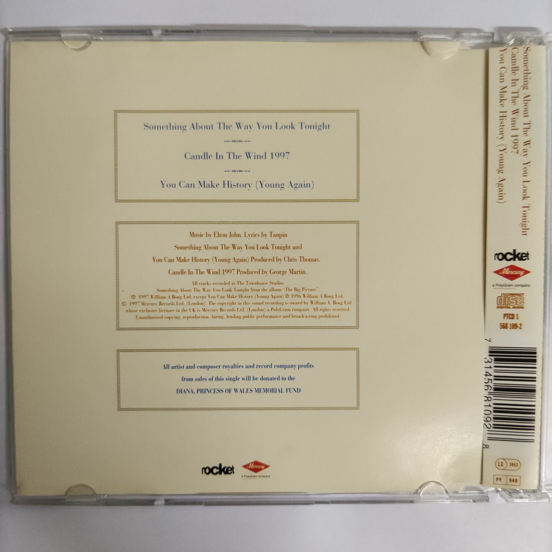ซีดี Elton John - Something About The Way You Look Tonight Candle In The Wind 1997 CD VG