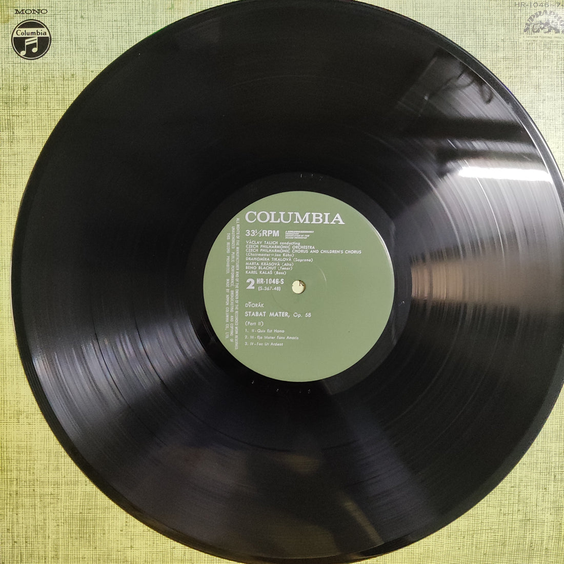 แผ่นเสียง VACLAV TALICH - CZECH PHILHARMONIC / ORCHESTRA & CHORUS / CHILDREN'S CHORUS / DVORAK STABAT MATER Op.58 Vinyl VG+ 2LPs