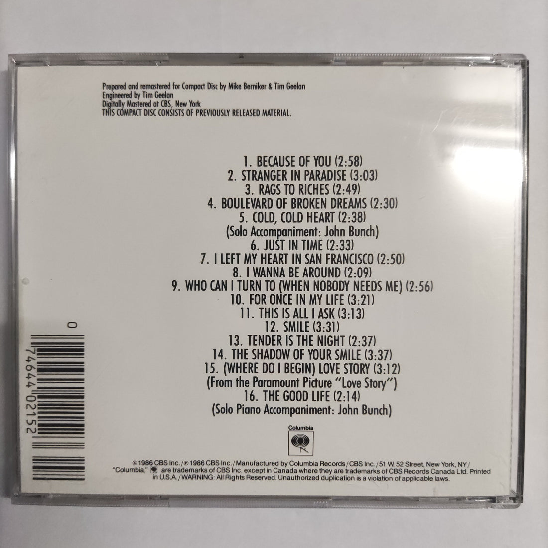 ซีดี Tony Bennett - 16 Most Requested Songs CD VG+