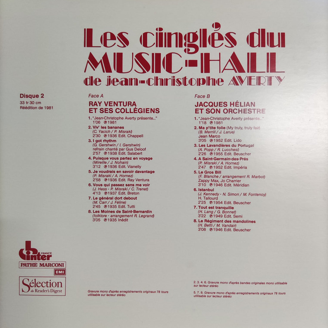 แผ่นเสียง Various - Les Cingles Du Music-Hall De Jean-Christophe Averty Vinyl VG+ 10LPs