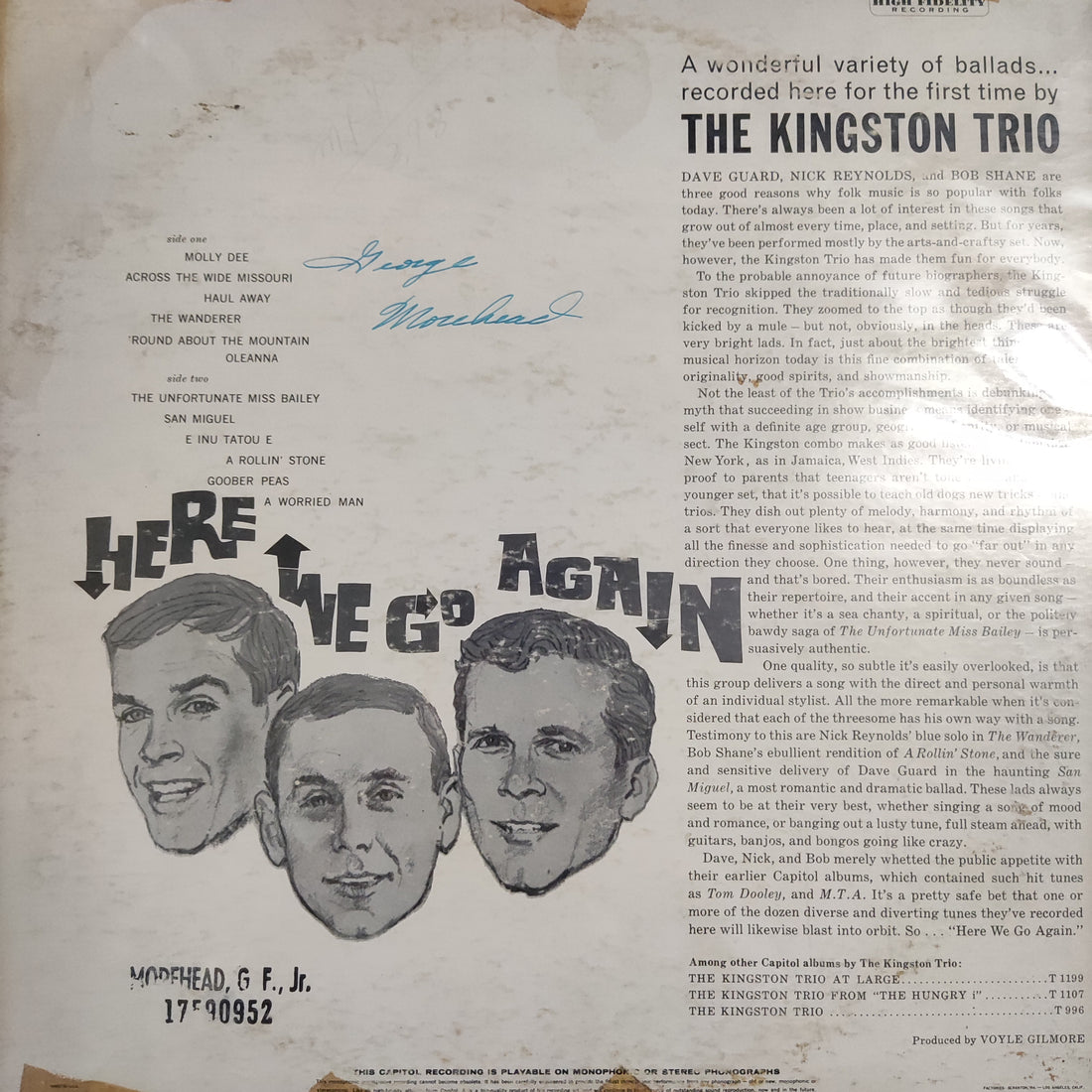 แผ่นเสียง Kingston Trio - Here We Go Again! Vinyl VG