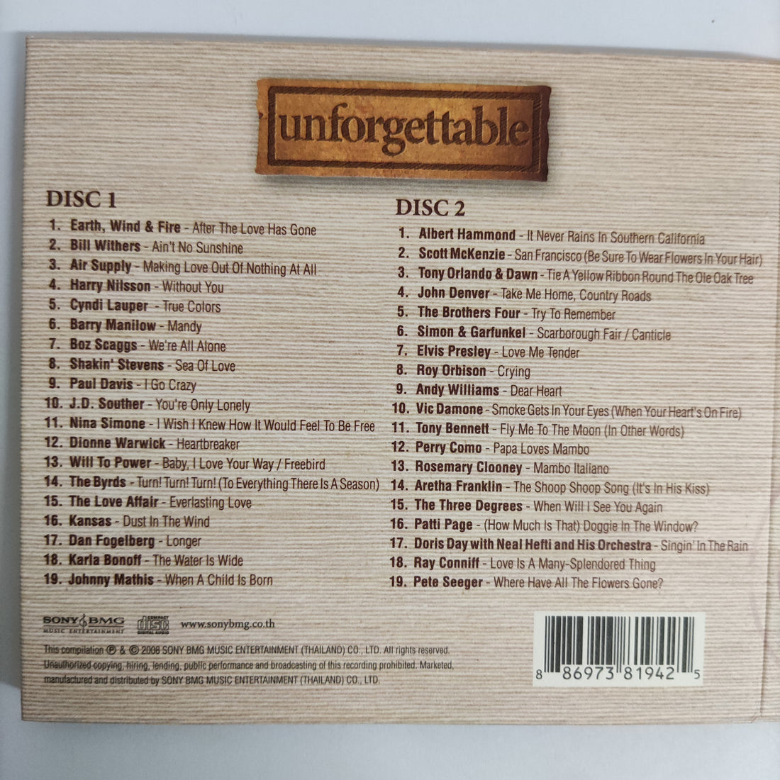 ซีดี Various - Unforgettable CD NM 2CDs