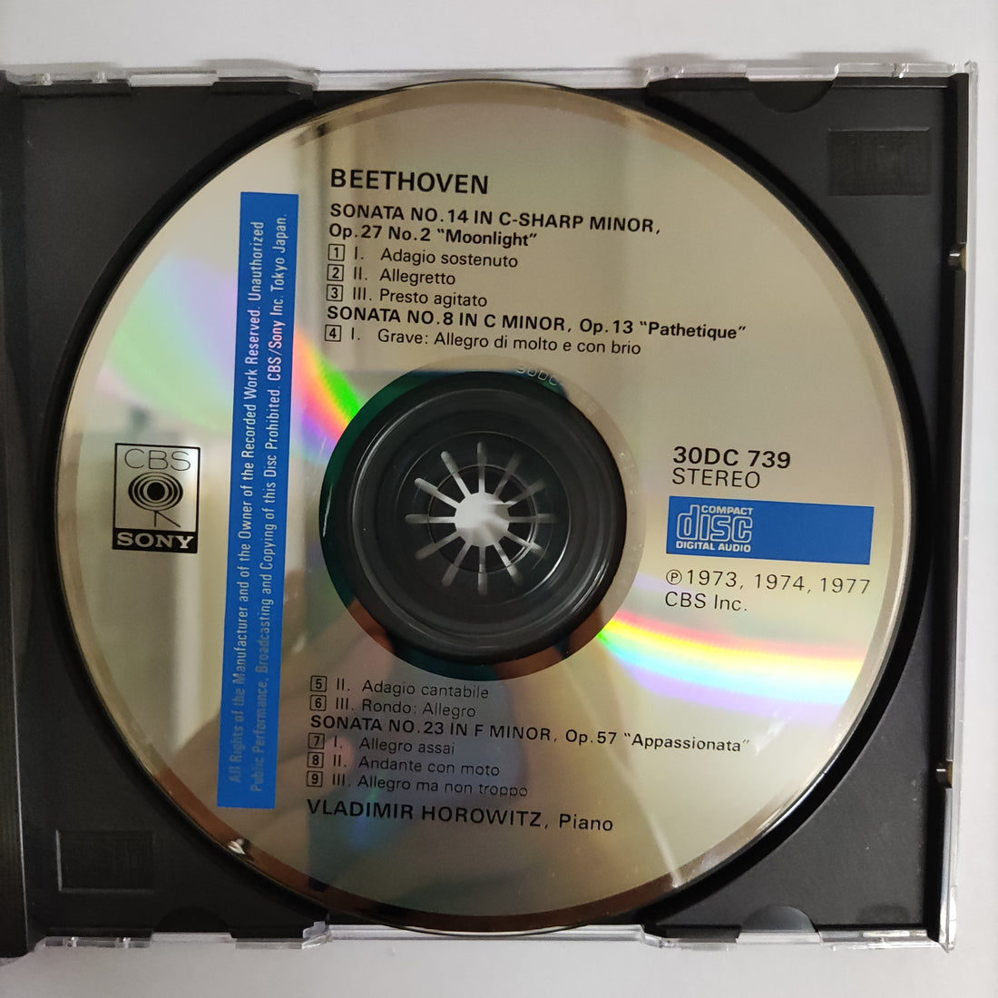 ซีดี Vladimir Horowitz - Favorite Beethoven Sonatas Moonlight Appassionata pathétique CD VG