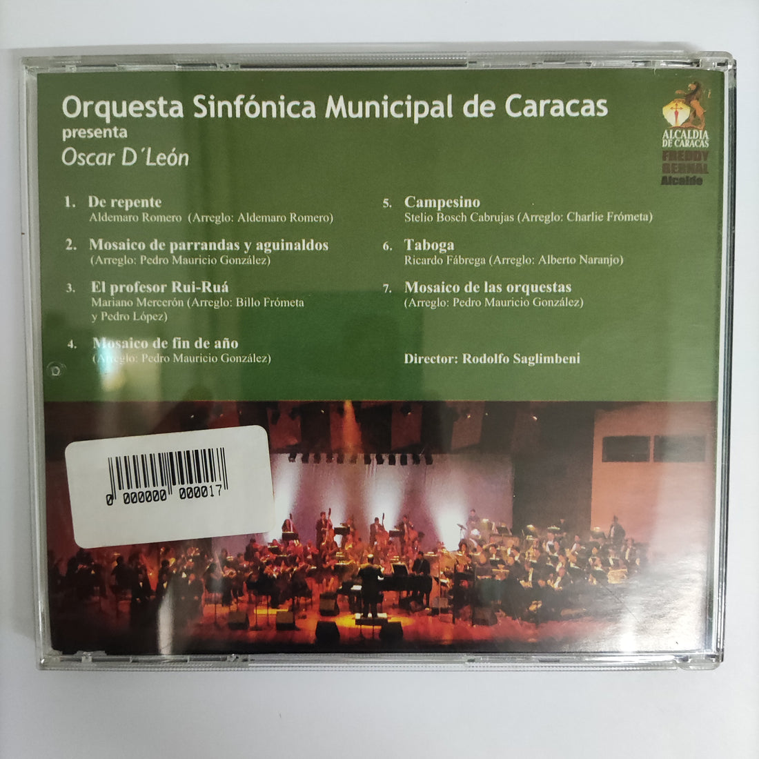 ซีดี Oscar D'León - Orquesta Sinfónica Municipal De Caracas Oscar D'León CD VG+