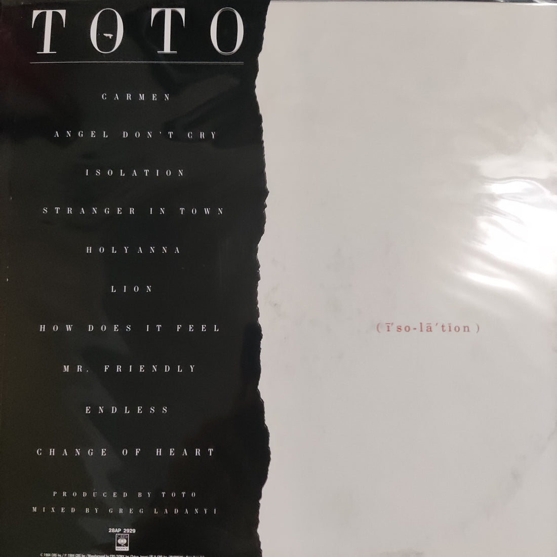 แผ่นเสียง Toto - Isolation Vinyl VG+