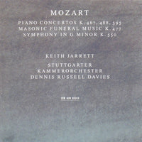 ซีดี Wolfgang Amadeus Mozart, Keith Jarrett, Stuttgarter Kammerorchester, Dennis Russell Davies - Piano Concertos K. 467, 488, 595 / Masonic Funeral Music K. 477 / Symphony In G Minor K. 550 CD VG+ 2CDs