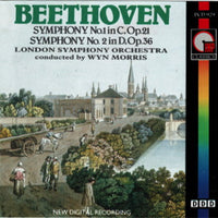 ซีดี Ludwig van Beethoven, The London Symphony Orchestra, Wyn Morris - Beethoven: Symphony No. 1 In C, Op. 21 & Symphony No. 2, Op 36, The London Symphony Orchestra Conducted By Wyn Morris CD VG+