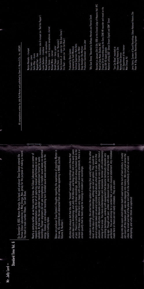 Wynton Marsalis : Standard Time Vol.6 - Mr. Jelly Lord (CD, Album)