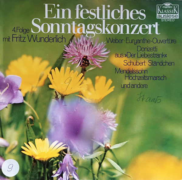 แผ่นเสียง Fritz Wunderlich - Ein Festliches Sonntagskonzert - 4. Folge Vinyl VG+