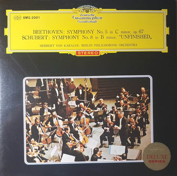 Ludwig van Beethoven / Franz Schubert - Berliner Philharmoniker, Herbert von Karajan : Symphony No. 5 / Symphony No. 8 "Unfinished"  (LP, Comp, Gat)