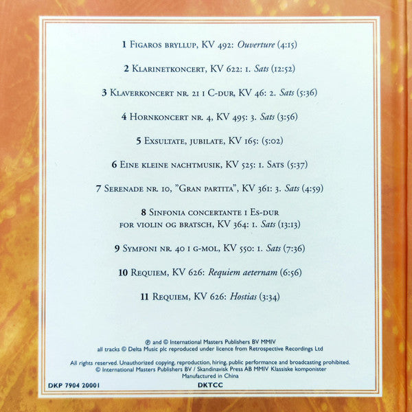 Wolfgang Amadeus Mozart : Musikalske Mesterværker (CD, Comp, Har)