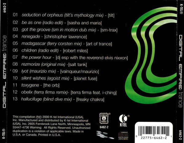 Various : Digital Empire: Trance (CD, Comp, Mixed)
