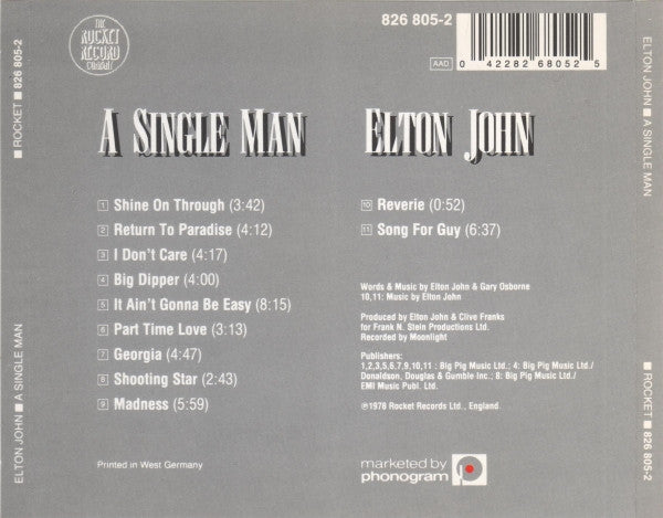 Elton John : A Single Man (CD, Album)