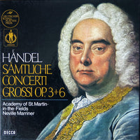 แผ่นเสียง Georg Friedrich Händel / The Academy Of St. Martin-in-the-Fields, Sir Neville Marriner - Sämtliche Concerti Grossi Op. 3+6 Vinyl VG+ Boxset, 4LPs