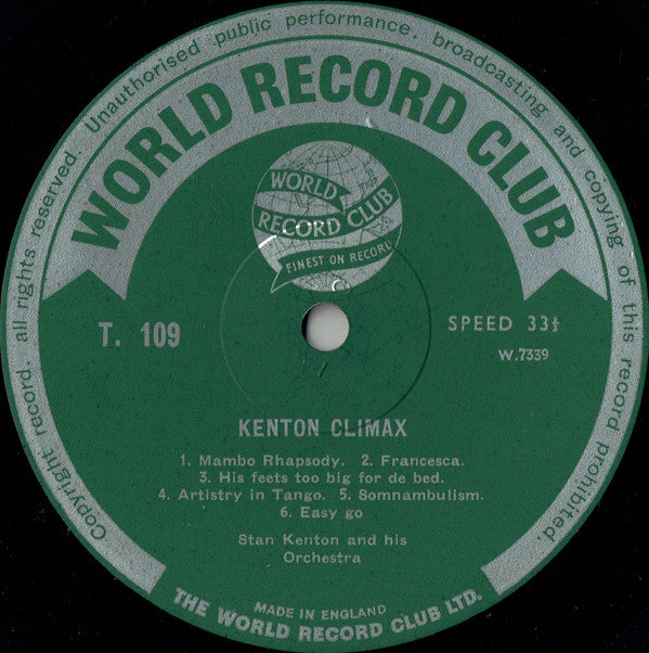 Stan Kenton And His Orchestra : Kenton Climax (LP, Mono, Club)