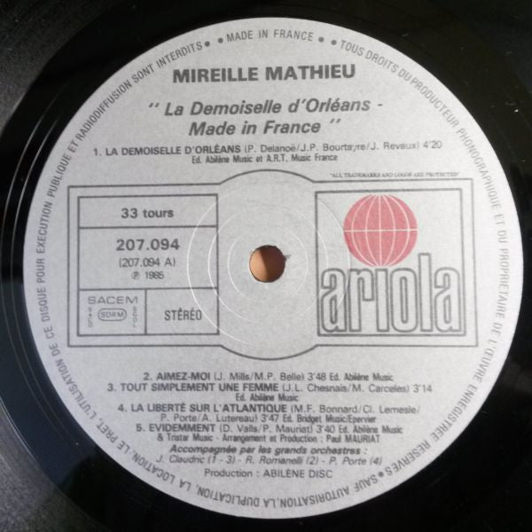 Mireille Mathieu : La Demoiselle D'Orléans - Made In France (LP, Album)