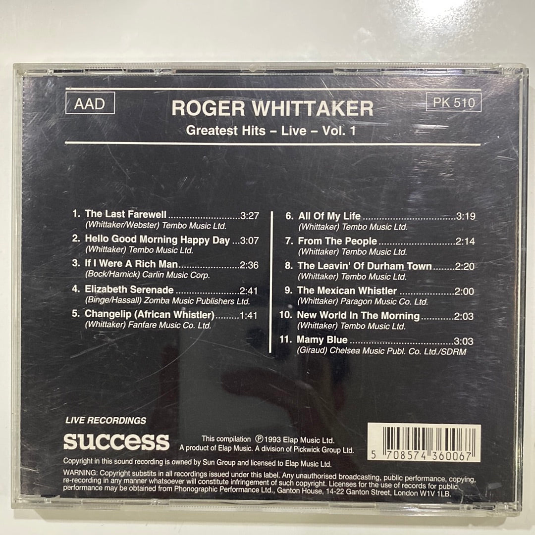 ซีดี Roger Whittaker - Greatest Hits - Vol. 1 Live (CD) (VG+)