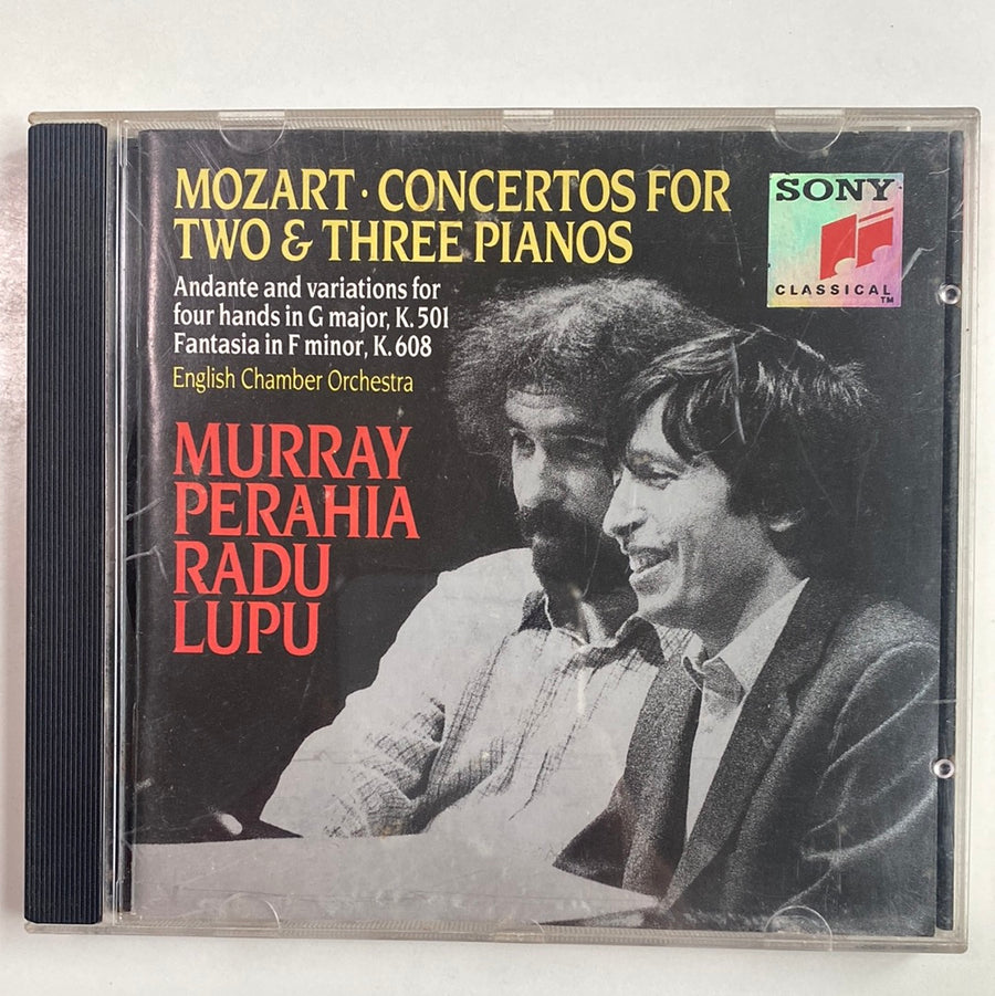 ซีดี Wolfgang Amadeus Mozart / English Chamber Orchestra, Murray Perahia, Radu Lupu - Concertos For Two & Three Pianos - Andante And Variations For Four Hands In C Major, K. 501 - Fantasia In F Minor, K. 608 (CD) (VG+)